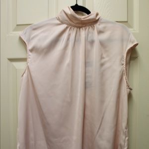 Sleeveless High Collar Light Pink Blouse